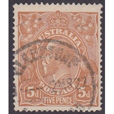 Australian    King George V    5d Chestnut   Single Crown WMK  Plate Variety 1R22..
